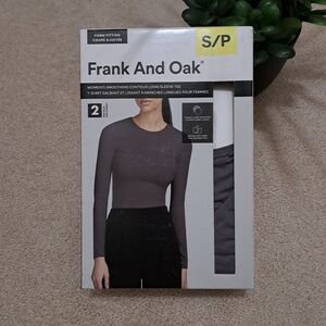 Frank and Oak 2 pack Womens Long-sleeve Smoothing Tees Size Small Grey Cream NEW